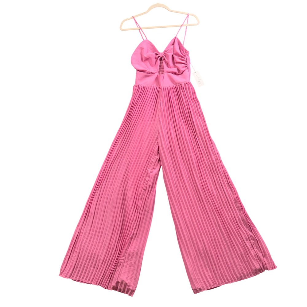 Petal + Pup Alice Pink Pleated Wide Leg Jumpsuit S Coquette Party Formal Wedding